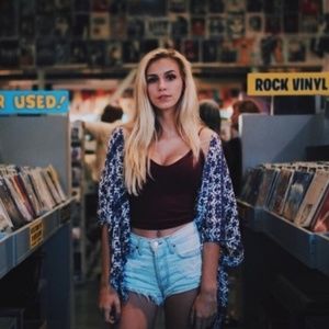 Brandy Melville | Purple & Blue Alexis Kimono OS